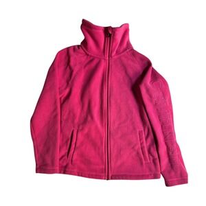 Calvin Klein Performance Womens Hot Pink Full Zip Fleece Jacket Logo Sleeve M
